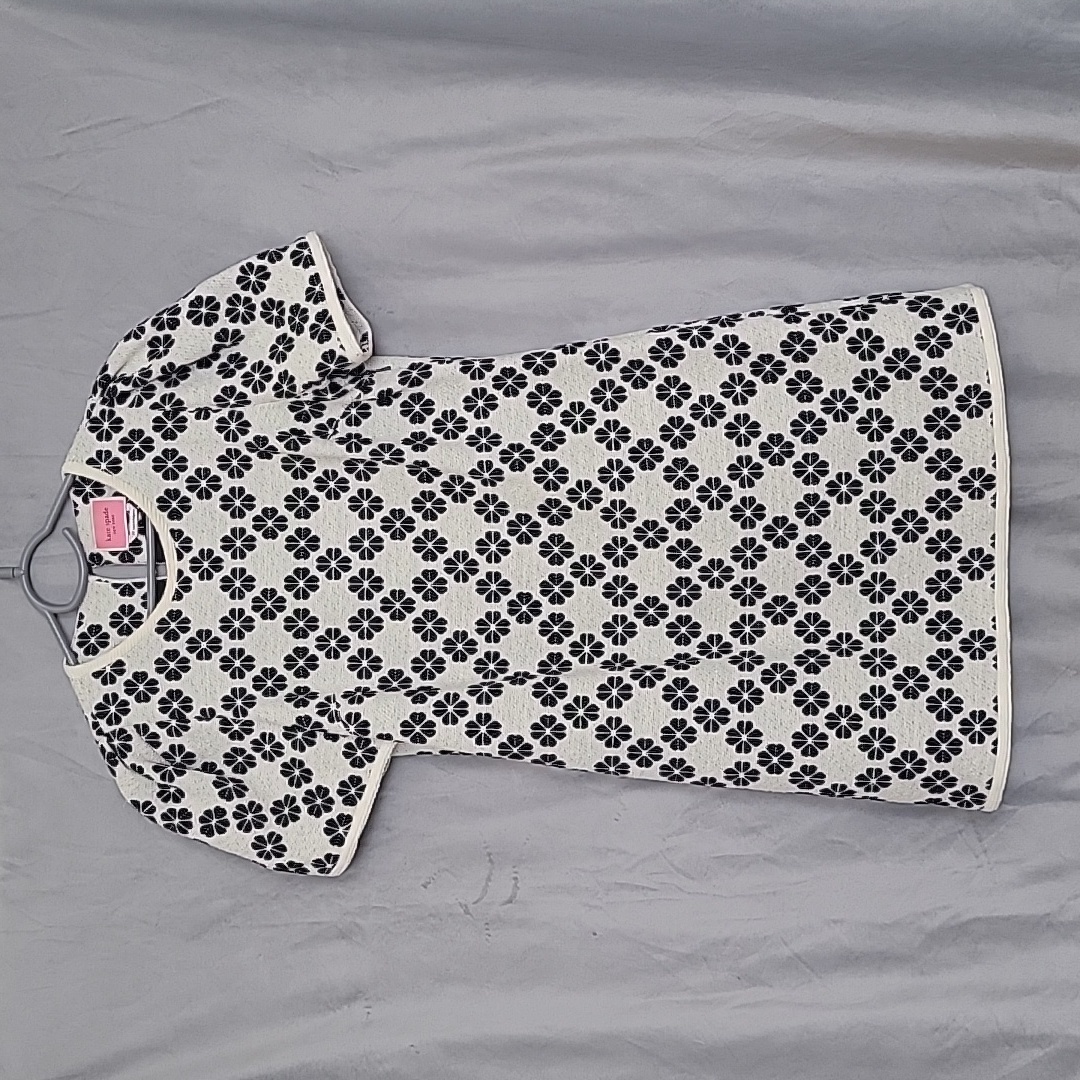 Kate Spade Signature Logo Tweed Dress, Knee Length, Puff Sleeves, Size 10